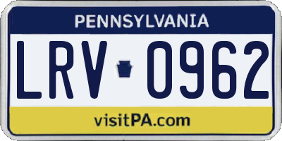 PA license plate LRV0962