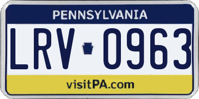 PA license plate LRV0963
