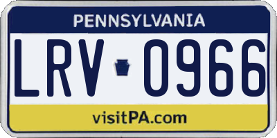 PA license plate LRV0966