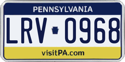 PA license plate LRV0968