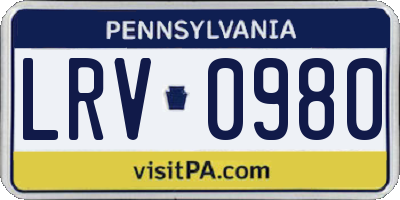 PA license plate LRV0980
