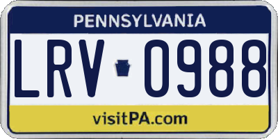 PA license plate LRV0988