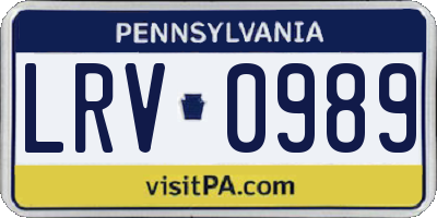 PA license plate LRV0989