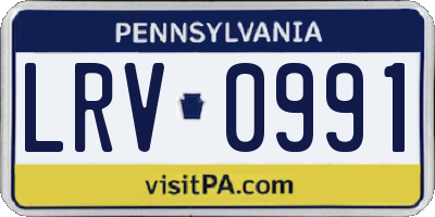 PA license plate LRV0991