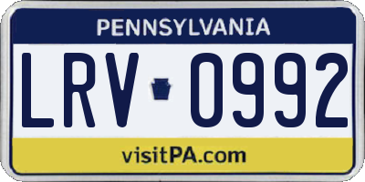PA license plate LRV0992