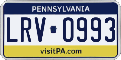 PA license plate LRV0993