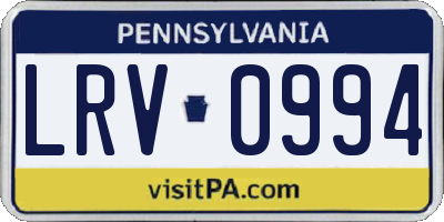 PA license plate LRV0994