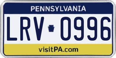 PA license plate LRV0996