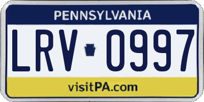 PA license plate LRV0997