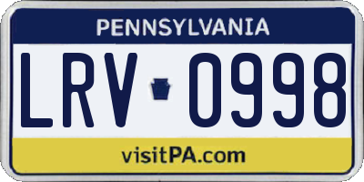 PA license plate LRV0998