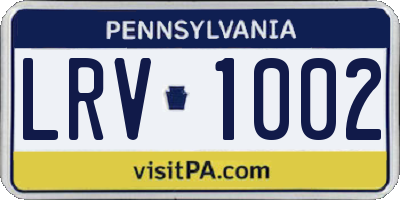 PA license plate LRV1002