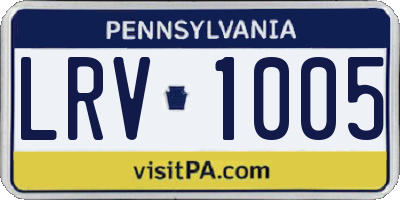 PA license plate LRV1005