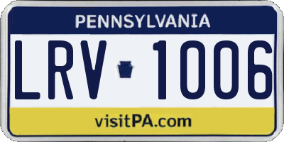 PA license plate LRV1006