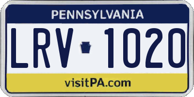 PA license plate LRV1020