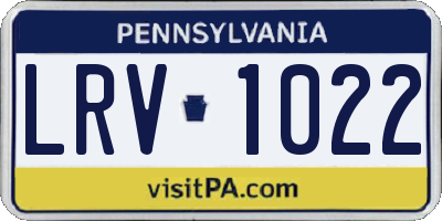 PA license plate LRV1022