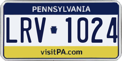 PA license plate LRV1024