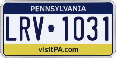 PA license plate LRV1031