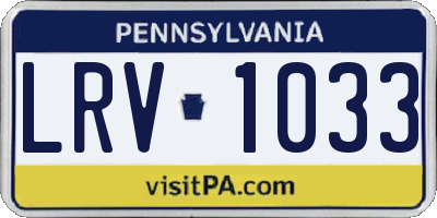 PA license plate LRV1033