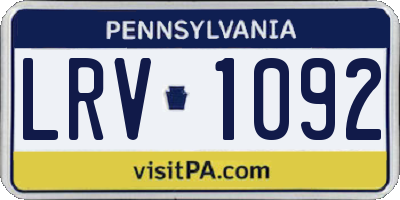 PA license plate LRV1092