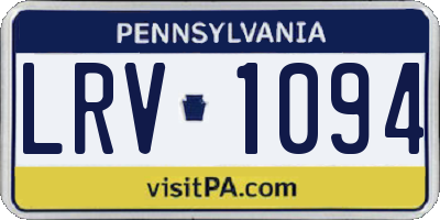 PA license plate LRV1094