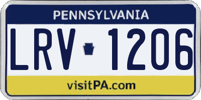 PA license plate LRV1206