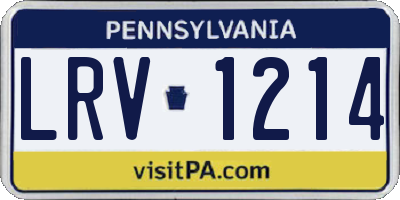 PA license plate LRV1214