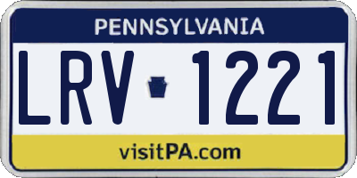 PA license plate LRV1221