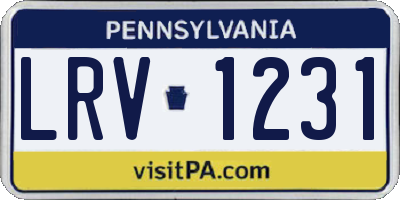 PA license plate LRV1231