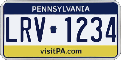 PA license plate LRV1234