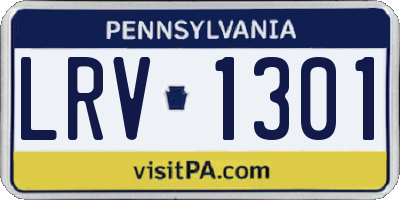 PA license plate LRV1301