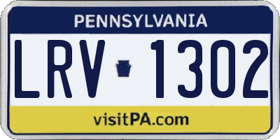 PA license plate LRV1302