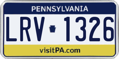 PA license plate LRV1326