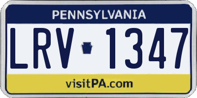 PA license plate LRV1347