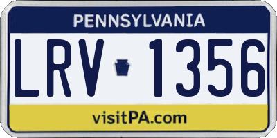 PA license plate LRV1356