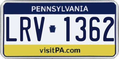 PA license plate LRV1362