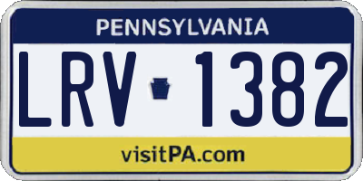 PA license plate LRV1382