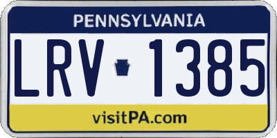 PA license plate LRV1385