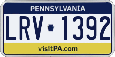 PA license plate LRV1392