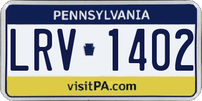 PA license plate LRV1402