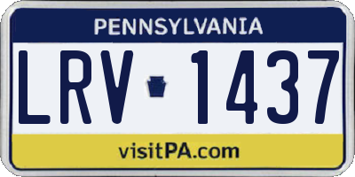 PA license plate LRV1437