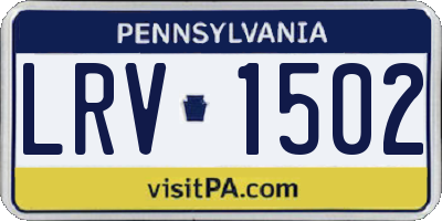 PA license plate LRV1502