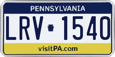 PA license plate LRV1540