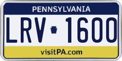 PA license plate LRV1600
