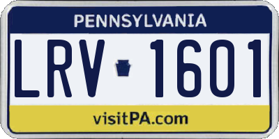 PA license plate LRV1601