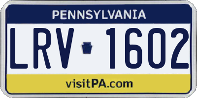 PA license plate LRV1602