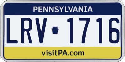 PA license plate LRV1716