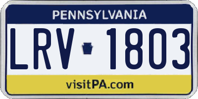 PA license plate LRV1803