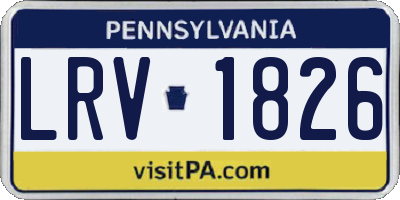 PA license plate LRV1826