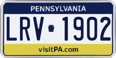 PA license plate LRV1902