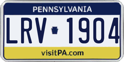 PA license plate LRV1904